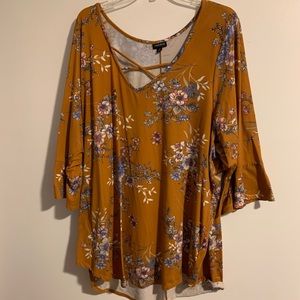 Torrid Golden Yellow Floral Shirt